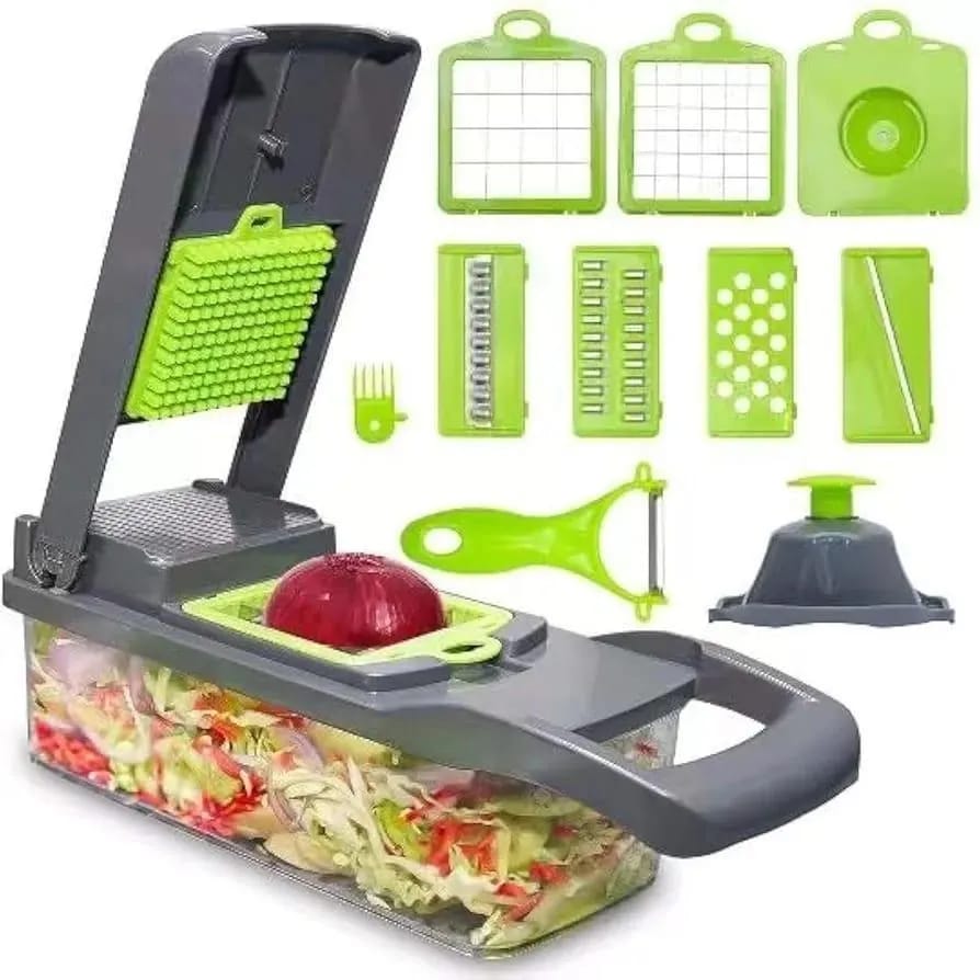 16-in-1 Multifunctional Manual Food Chopper with Transparent Tray