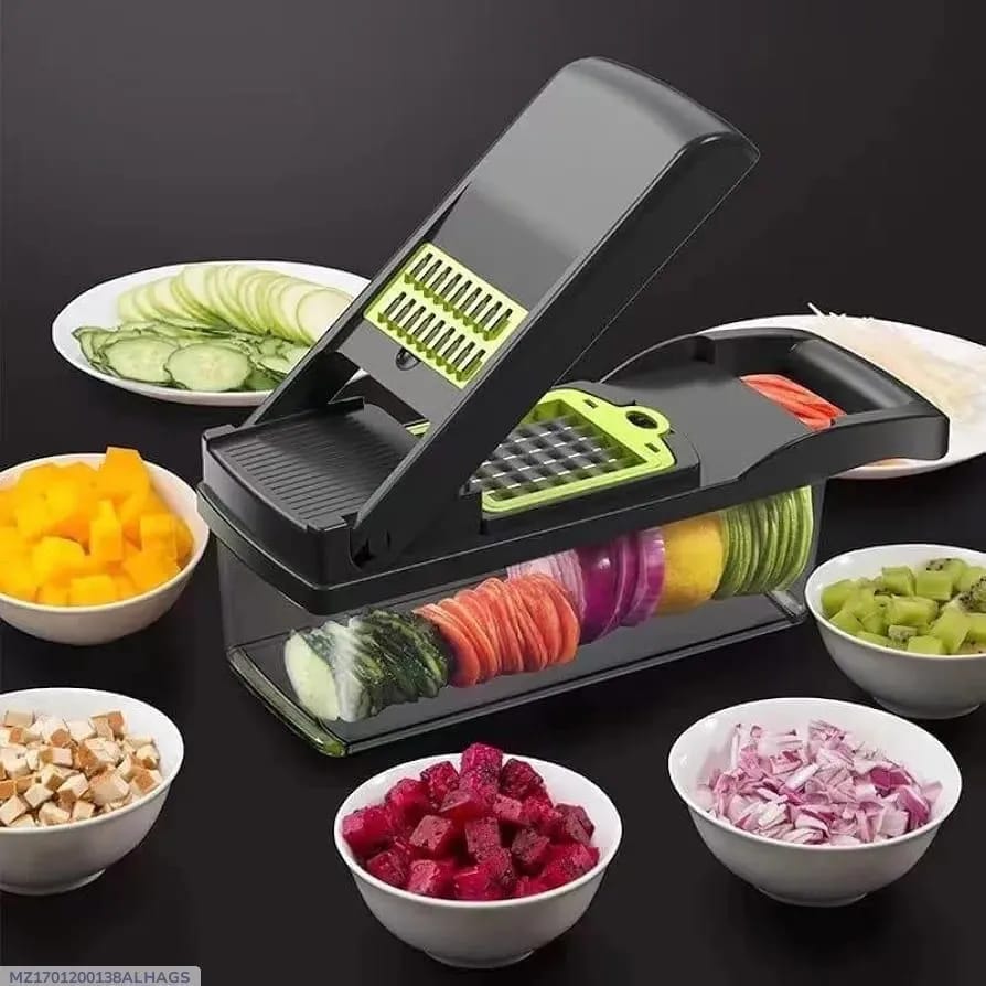 16-in-1 Multifunctional Manual Food Chopper with Transparent Tray