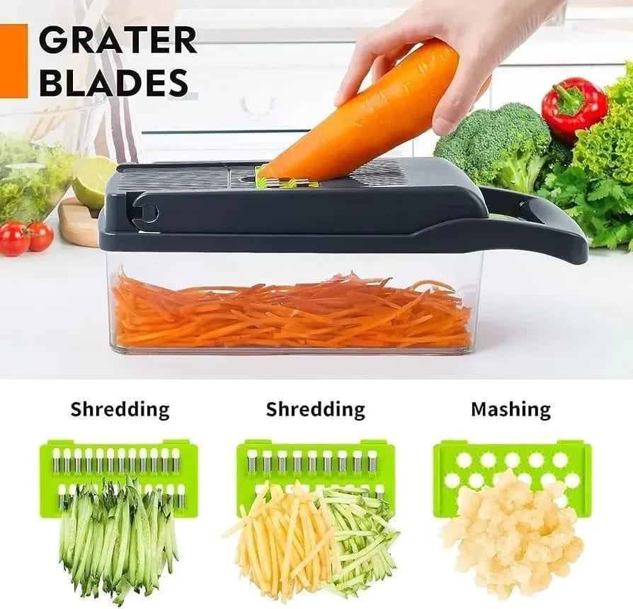 16-in-1 Multifunctional Manual Food Chopper with Transparent Tray