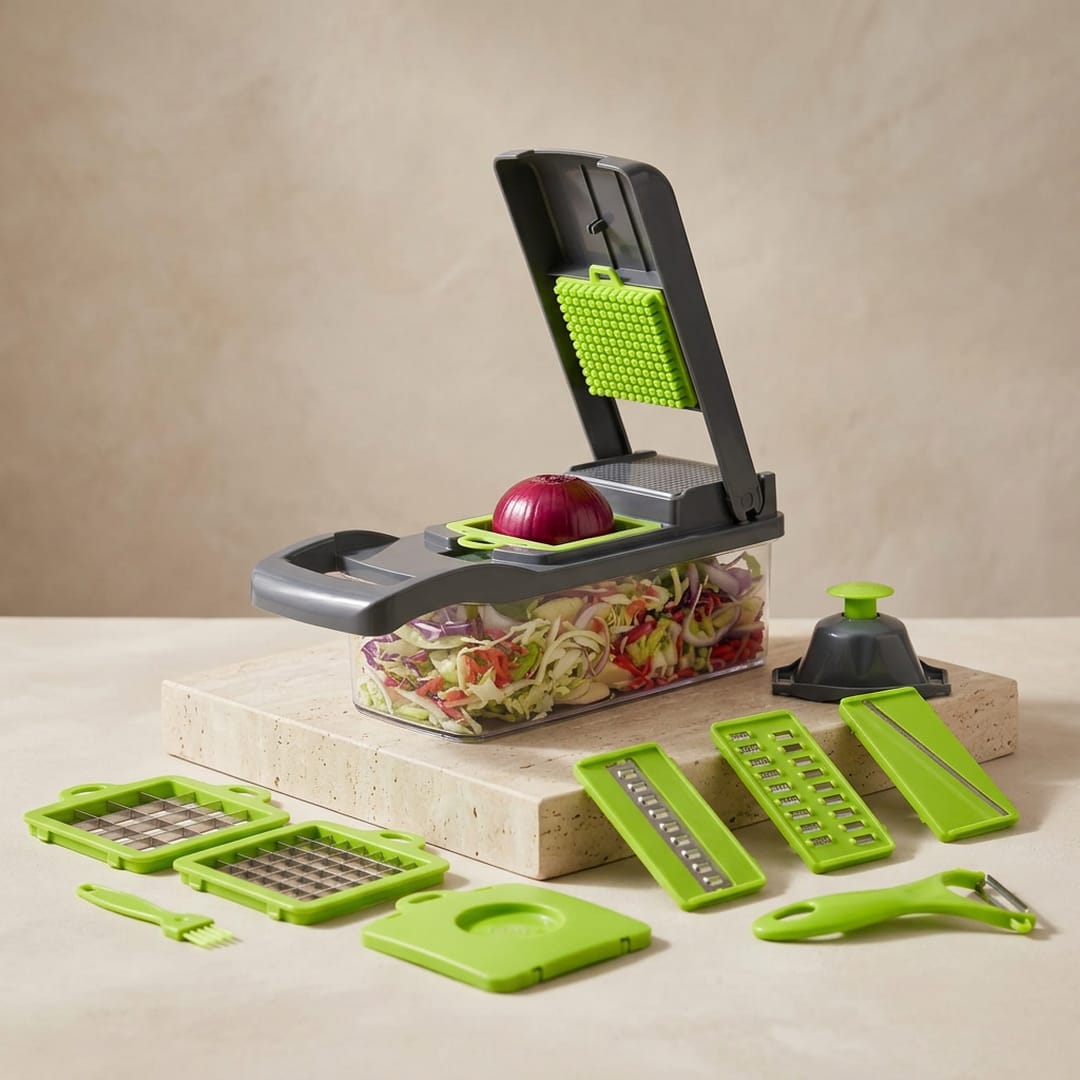 16-in-1 Multifunctional Manual Food Chopper with Transparent Tray